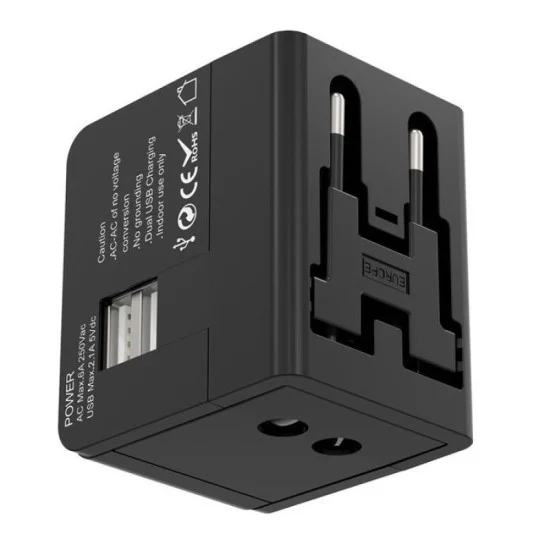 Porodo Blue Dual USB Universal Charger - Black